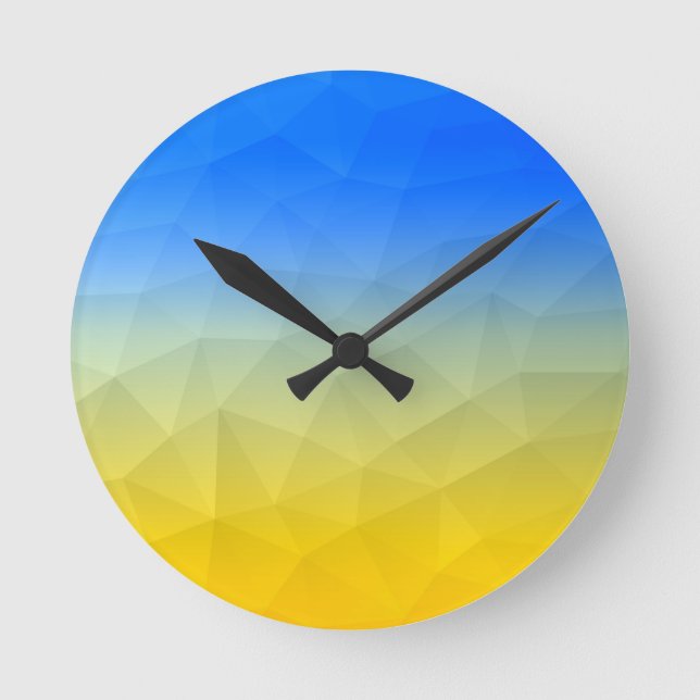 Reloj Redondo Mediano Patrón de malla geométrica amarillo de Ucrania (Anverso)