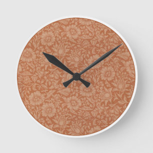 Reloj Redondo Mediano Patrón de Malva de William Morris: Floral Terracot