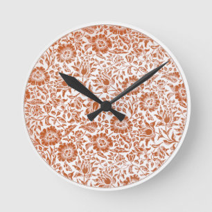 Reloj Redondo Mediano Patrón de Malva de William Morris: Floral Terracot