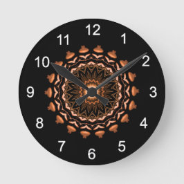 Reloj Redondo Mediano Patrón de Mandala 1 de cobre y negro