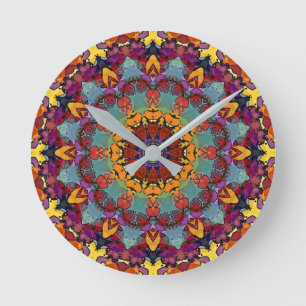 Reloj Redondo Mediano Patrón de Mandala de Caleidoscopio Fractal-64351