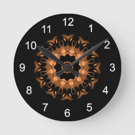 Reloj Redondo Mediano Patrón de Mandala de cobre y negro 4