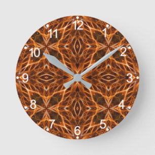 Reloj Redondo Mediano Patrón de Mandala de Kaleidoscope Marrón