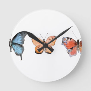Reloj Redondo Mediano Patrón de mariposa