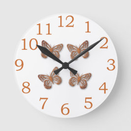 Reloj Redondo Mediano Patrón de mariposa dorada linda