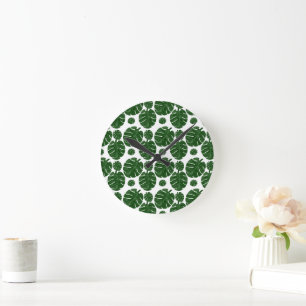 Reloj Redondo Mediano patrón de Monstera