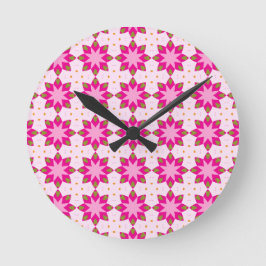 Reloj Redondo Mediano Patrón de mosaico de pétalo rosa
