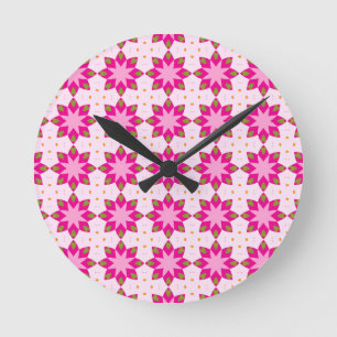 Reloj Redondo Mediano Patrón de mosaico de pétalo rosa