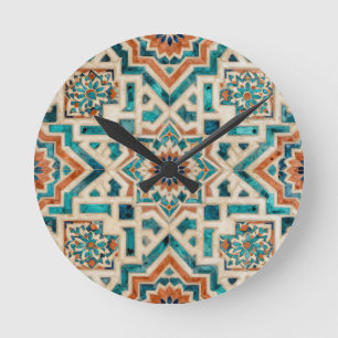 Reloj Redondo Mediano Patrón de mosaico marroquí