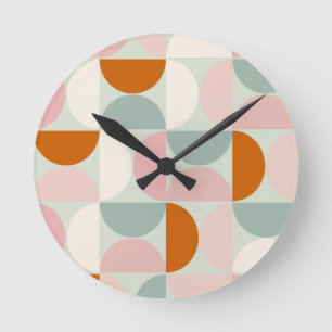 Reloj Redondo Mediano Patrón de Naranja de Rubor verde sabio de mediados