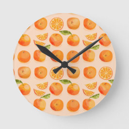 Reloj Redondo Mediano Patrón de Naranjas cítricos