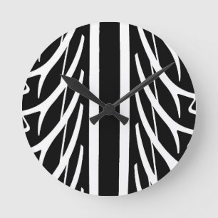 Reloj Redondo Mediano Patrón de neumáticos en blanco y negro