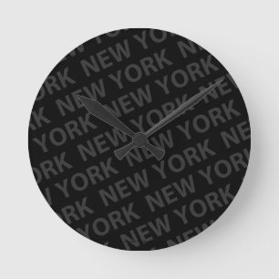 Reloj Redondo Mediano Patrón de Nueva York Gris oscuro