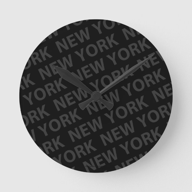 Reloj Redondo Mediano Patrón de Nueva York Gris oscuro (Anverso)