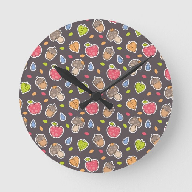 Reloj Redondo Mediano patrón de otoño (Anverso)