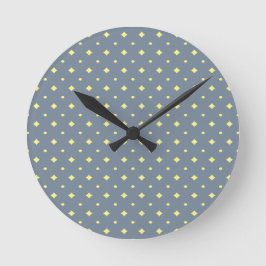 Reloj Redondo Mediano patrón de país de bonito, azul-gris, amarillo suav