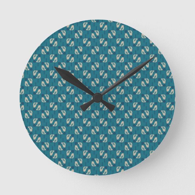 Reloj Redondo Mediano patrón de pájaros (Anverso)