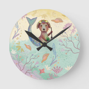 Reloj Redondo Mediano patrón de perro de sirena