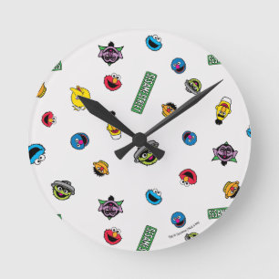 Reloj Redondo Mediano Patrón de personajes de la calle Sesamo