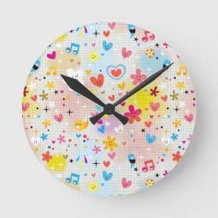 Reloj Redondo Mediano patrón de personalizado divertido