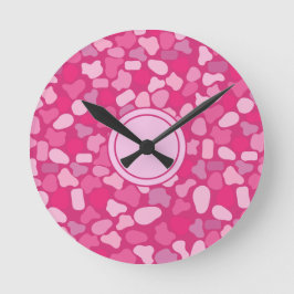 Reloj Redondo Mediano Patrón de Piedra Rosa-