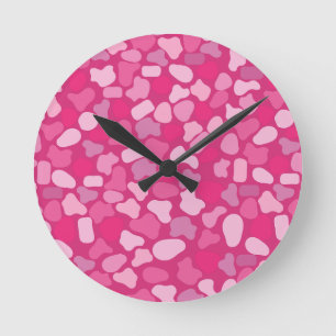 Reloj Redondo Mediano Patrón de Piedra Rosa-