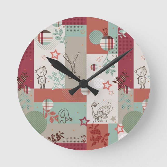 Reloj Redondo Mediano Patrón de pila de bebé 2 (Anverso)