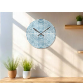 Reloj Redondo Mediano Patrón de plumas azul y blanco