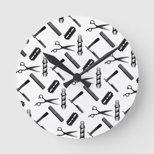 Reloj Redondo Mediano Patrón de polo negro y blanco (Anverso)