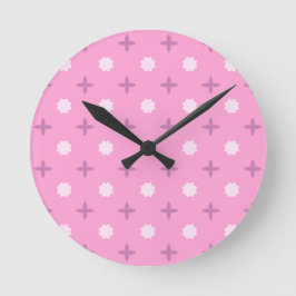 Reloj Redondo Mediano Patrón de puntos de pétalo de estrella rosa