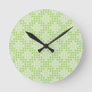 Reloj Redondo Mediano Patrón de puntos y óvalos verdes planos