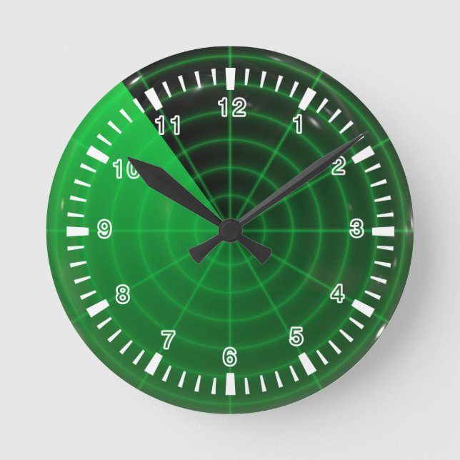 Reloj Redondo Mediano patrón de radar verde (Anverso)