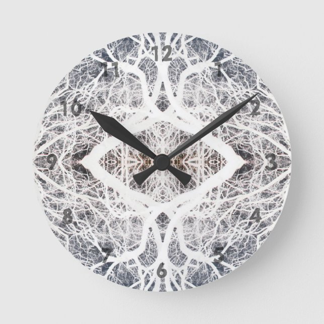 Reloj Redondo Mediano Patrón de ramas de árbol blanco (Anverso)