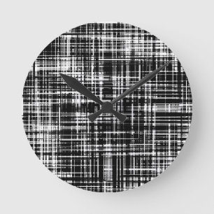 Reloj Redondo Mediano Patrón de rayas abstractas en blanco y negro