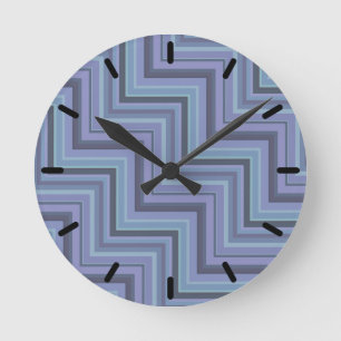 Reloj Redondo Mediano Patrón de rayas azules grises