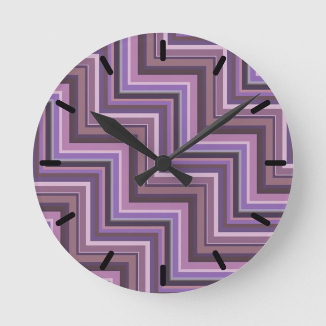 Reloj Redondo Mediano Patrón de rayas de malva (Anverso)