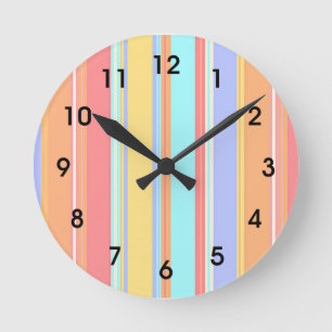 Reloj Redondo Mediano Patrón de rayas pastel
