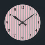 Reloj Redondo Mediano Patrón de rayas rosadas y grises<br><div class="desc">Patrón de rayas rosadas y grises alternativo. Rayas rosas y grises.</div>