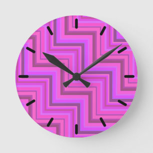 Reloj Redondo Mediano Patrón de rayas rosas