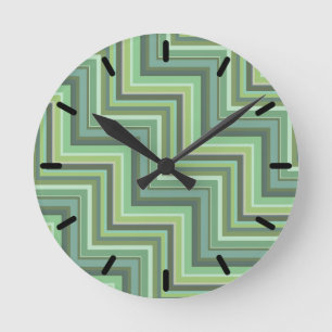 Reloj Redondo Mediano Patrón de rayas verdes olivares