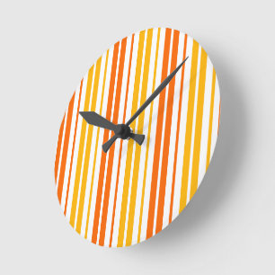 Reloj Redondo Mediano Patrón de rayas verticales de naranja y blanco ama