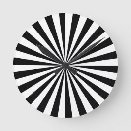 Reloj Redondo Mediano Patrón de Rayos en Blanco y Negro
