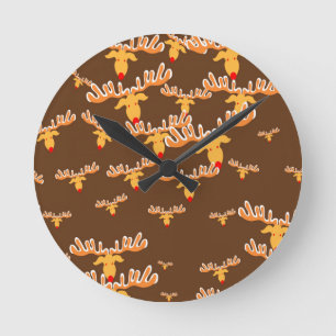 Reloj Redondo Mediano Patrón de renos de los navidades