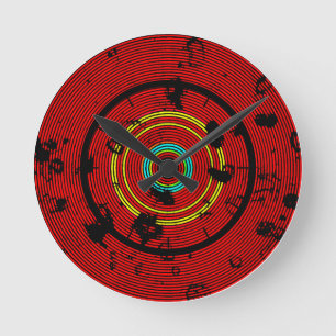 Reloj Redondo Mediano Patrón de resumen rojo circular