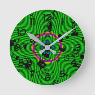 Reloj Redondo Mediano Patrón de resumen verde circular
