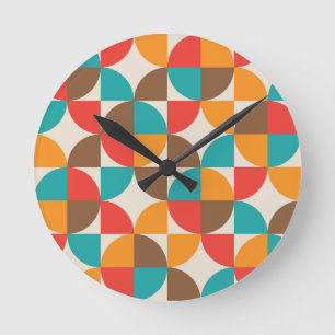 Reloj Redondo Mediano Patrón de semicírculos coloridos de mediados de si