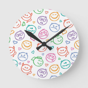 Reloj Redondo Mediano patrón de sonrisas
