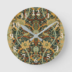 Reloj Redondo Mediano Patrón de tapiz del bosque de William Morris: Vint