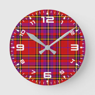 Reloj Redondo Mediano Patrón de Tartán Tartán Swahili controlado-54813