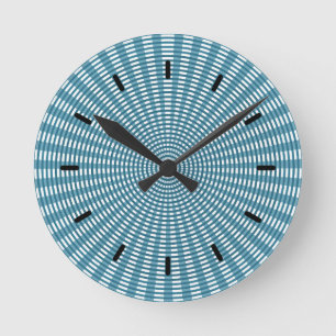 Reloj Redondo Mediano Patrón de tejido circular radial - Azul
